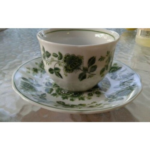 Tamayo China Porcelain Teacup and Saucer Set, Rose Vine Design - Picture 2 of 12